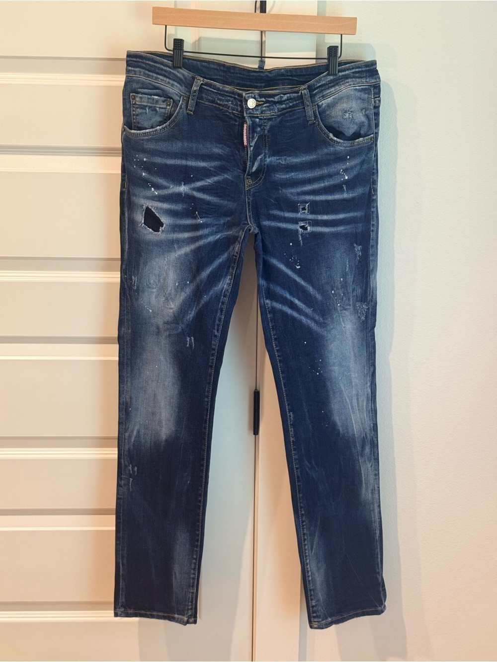 DSQUARED2 Slim Men’s Jeans in Dark Blue with Gold Stitching
